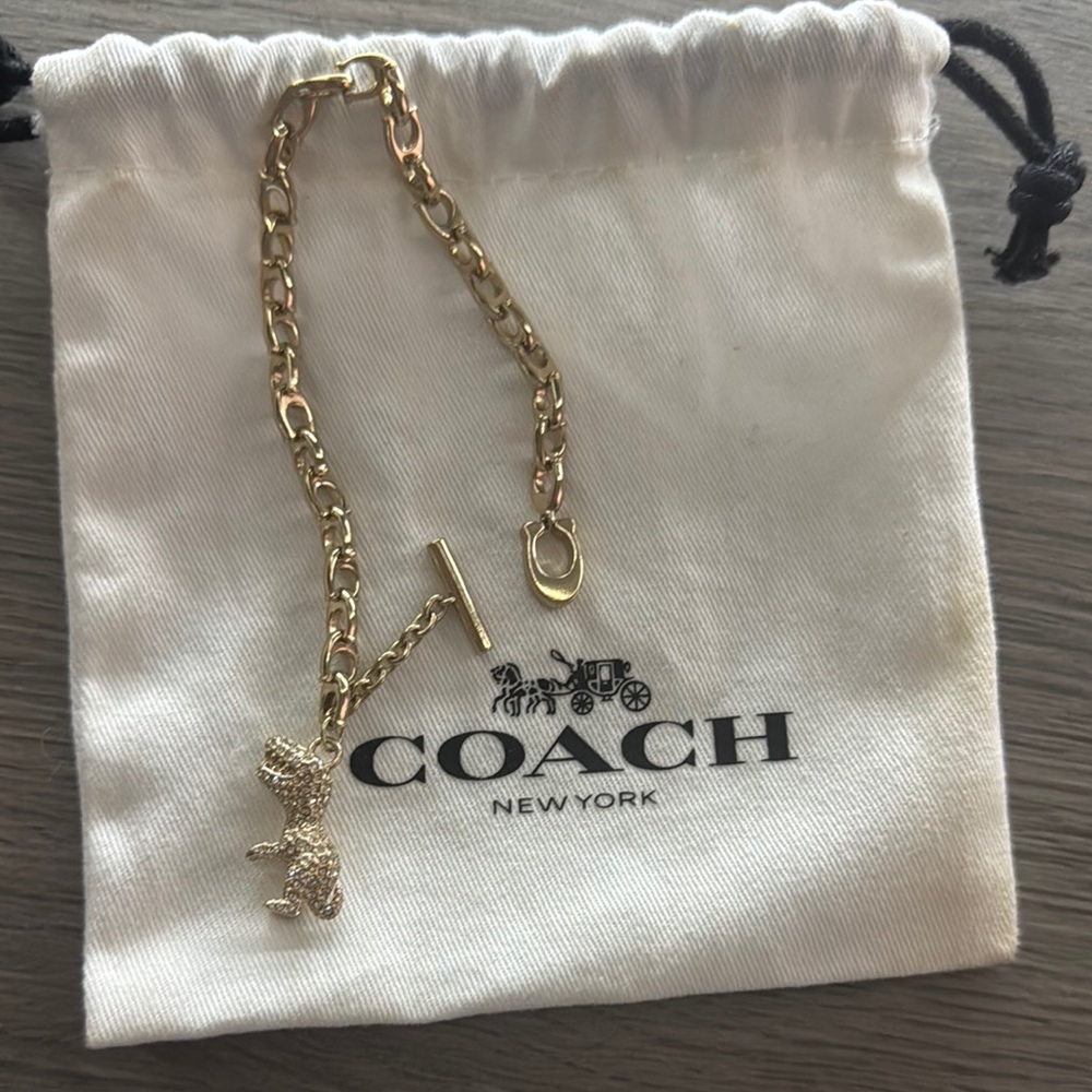 Coach Gold Chain Bracelet with T-rex Charm